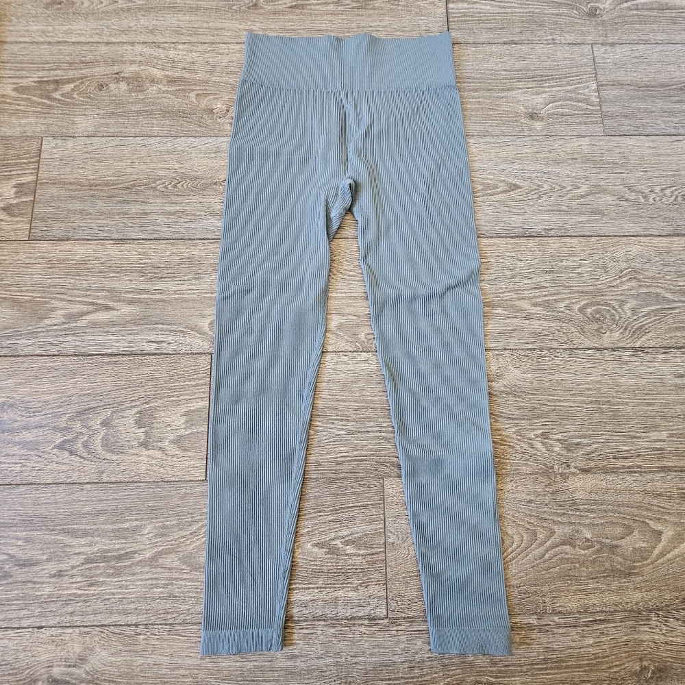 🔥4/$20 IUGA Teal Ribbed Cropped Leggings for Workout Loungewear Yoga